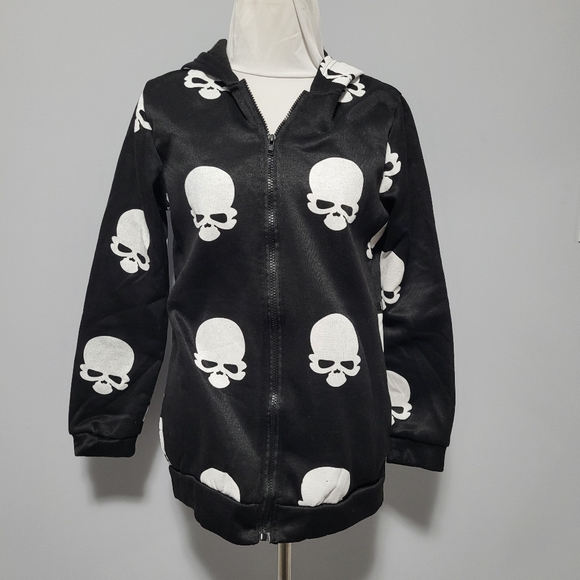 NWT Skull Hoodie, Black zip up‎ - Picture 5 of 8